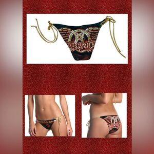 Betty Bangs Red & Black Dream On Aerosmith Rhinestone Cheeky Bikini Bottom